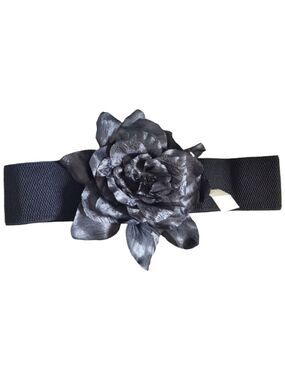TRÏBE Black Flower accent elastic belt corset NWT